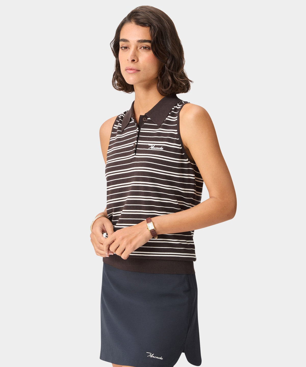 Macade Dömu Crossover Knit Sleeveless Shirt