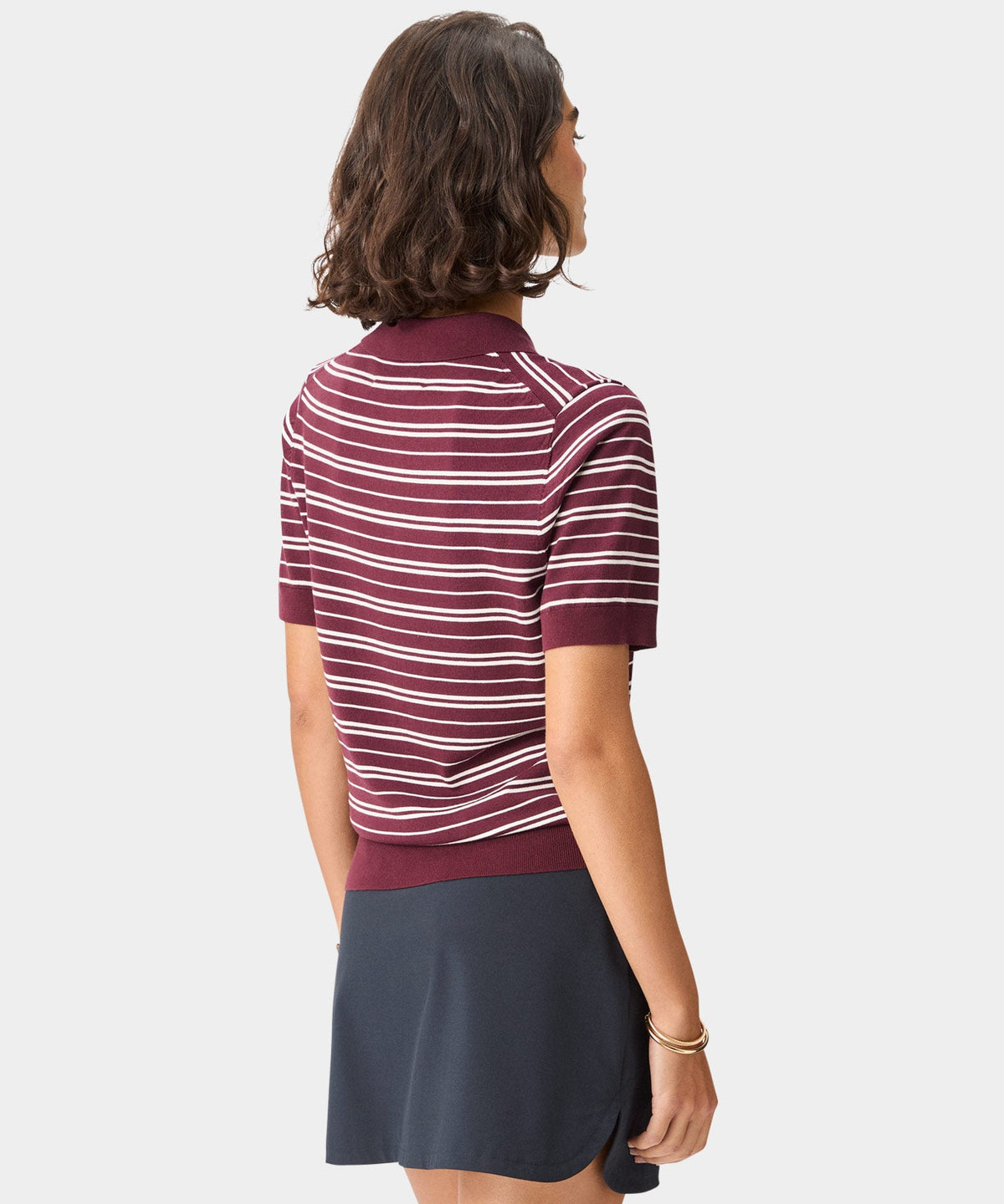 Macade Dömu Crossover Striped Knit Shirt