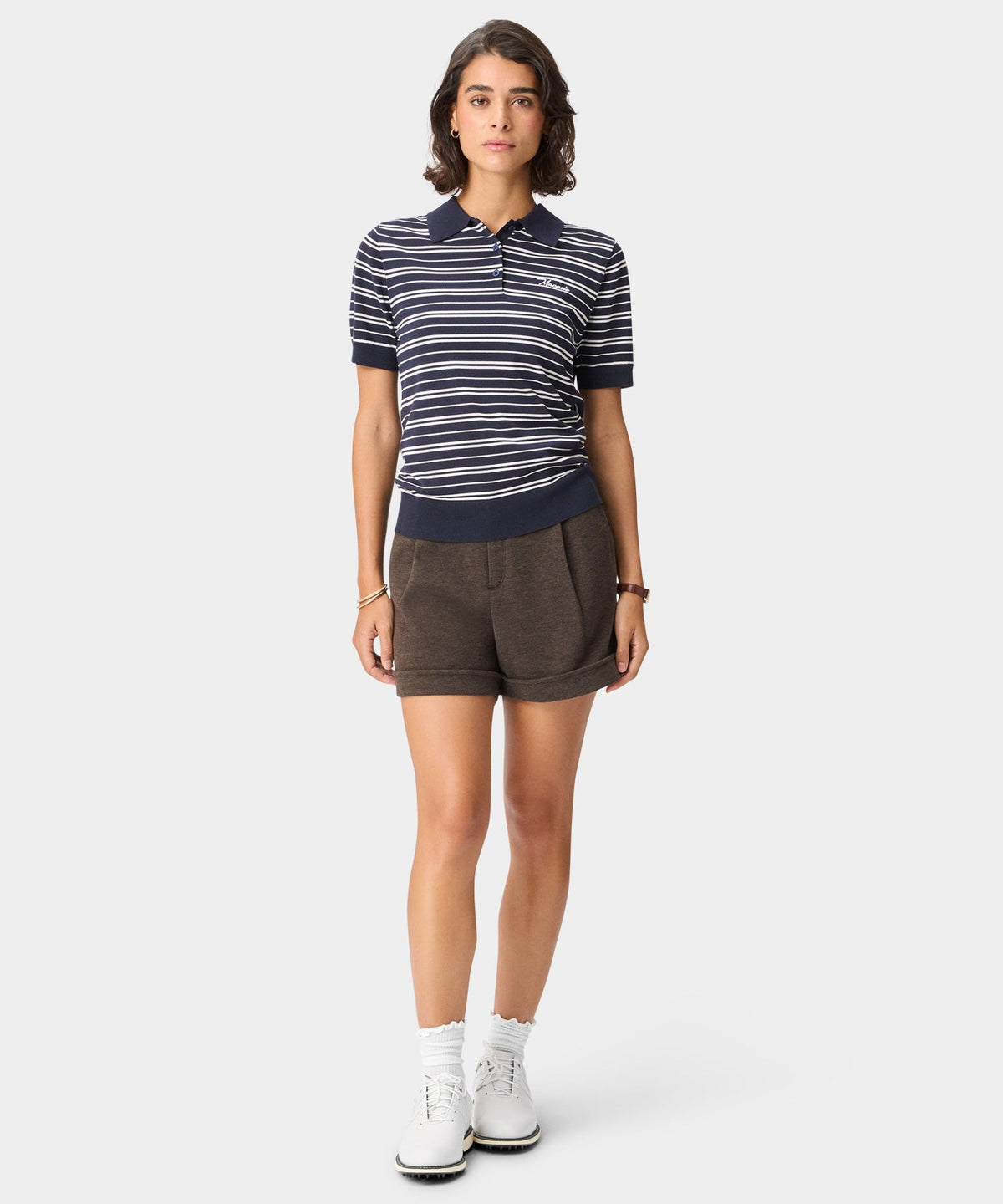 Macade Dömu Crossover Striped Knit Shirt