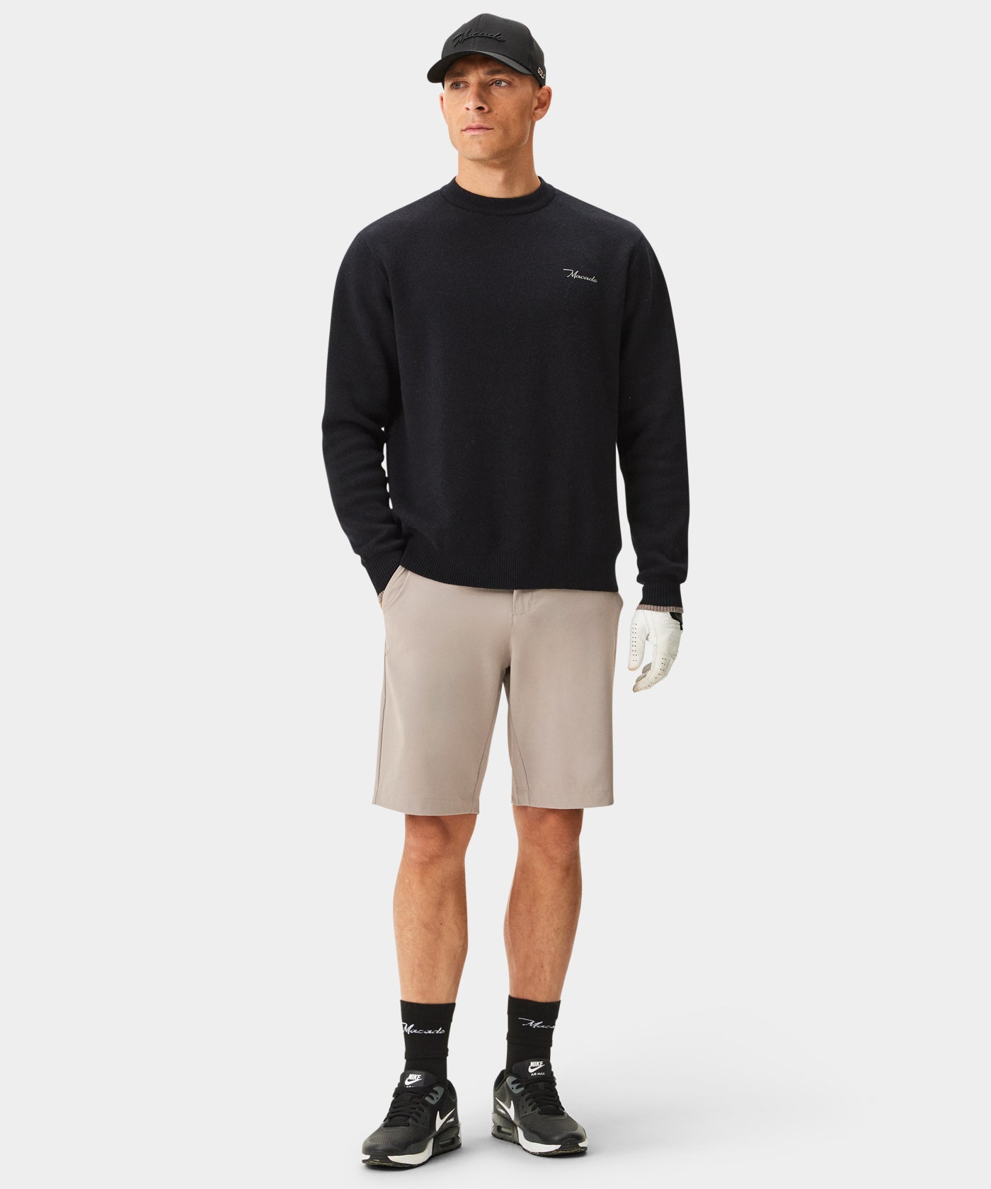 Macade Black Cashmere Blend Intarsia Crewneck