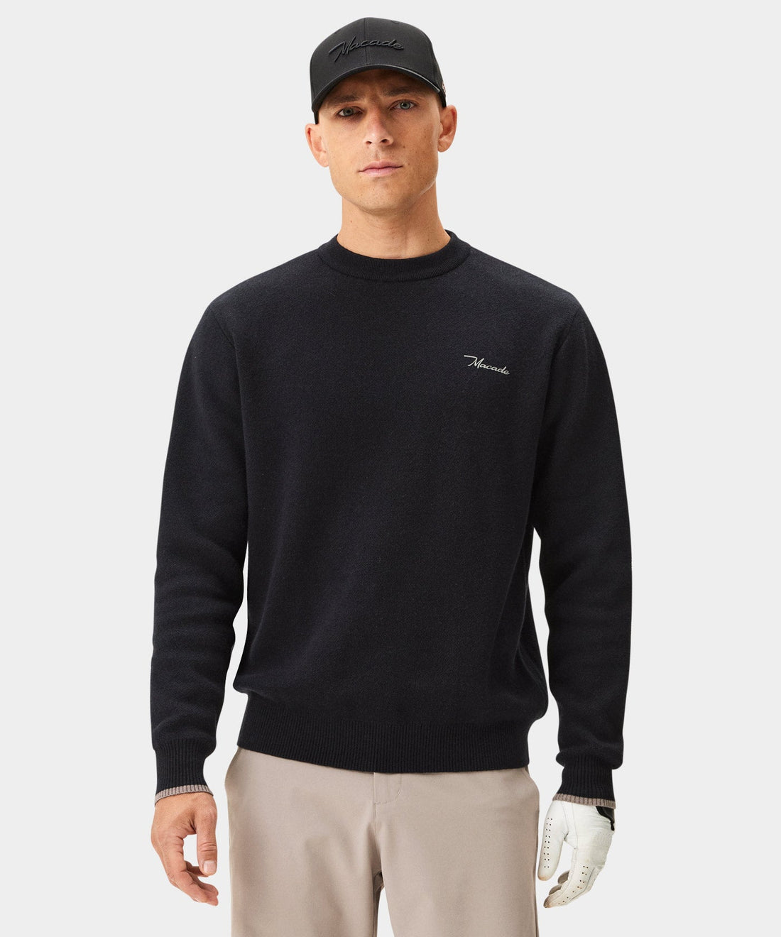 Macade Black Cashmere Blend Intarsia Crewneck