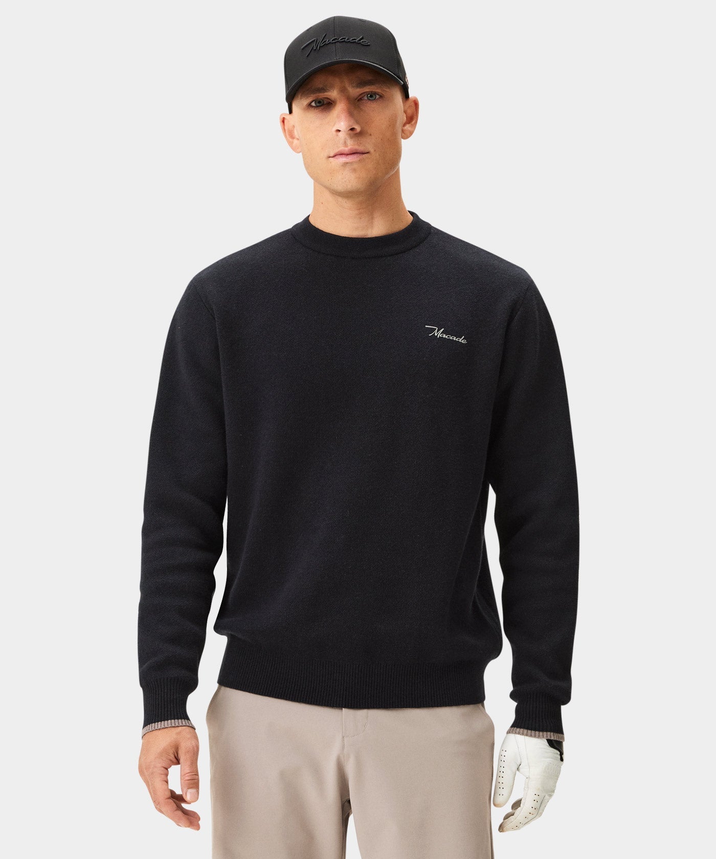 Macade Black Cashmere Blend Intarsia Crewneck