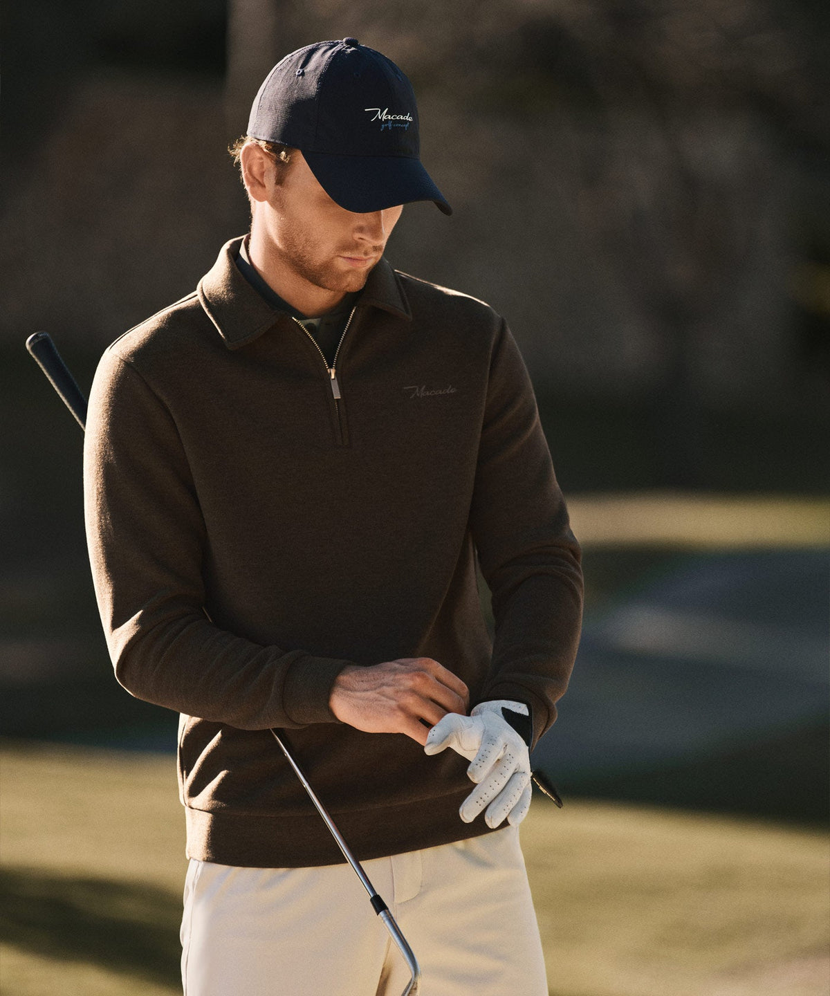 Macade Crossover Long Sleeve Zip Polo