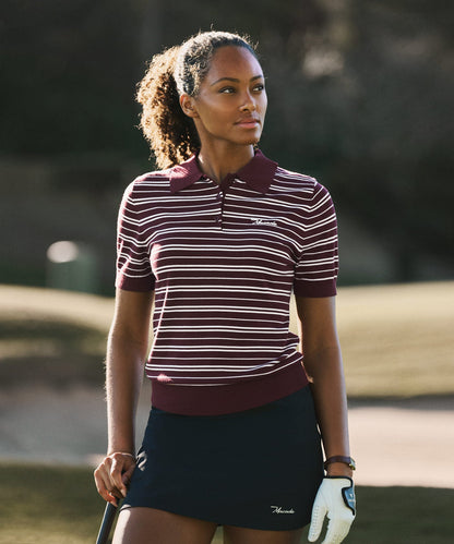 Macade Dömu Crossover Striped Knit Shirt