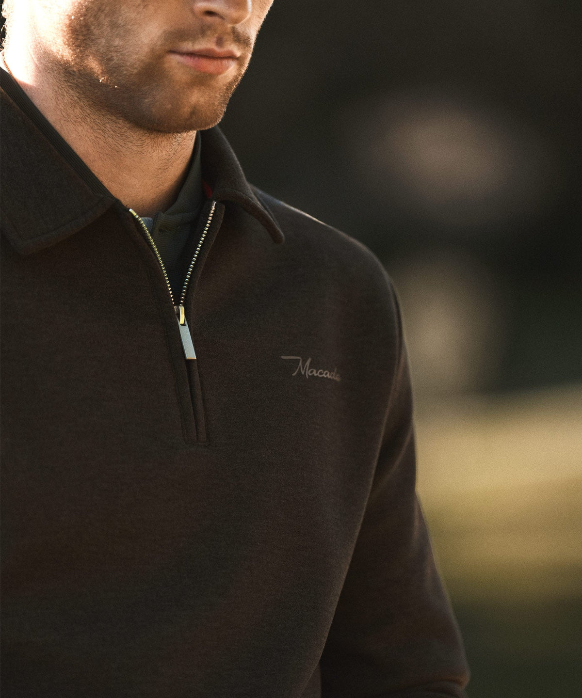 Macade Crossover Long Sleeve Zip Polo