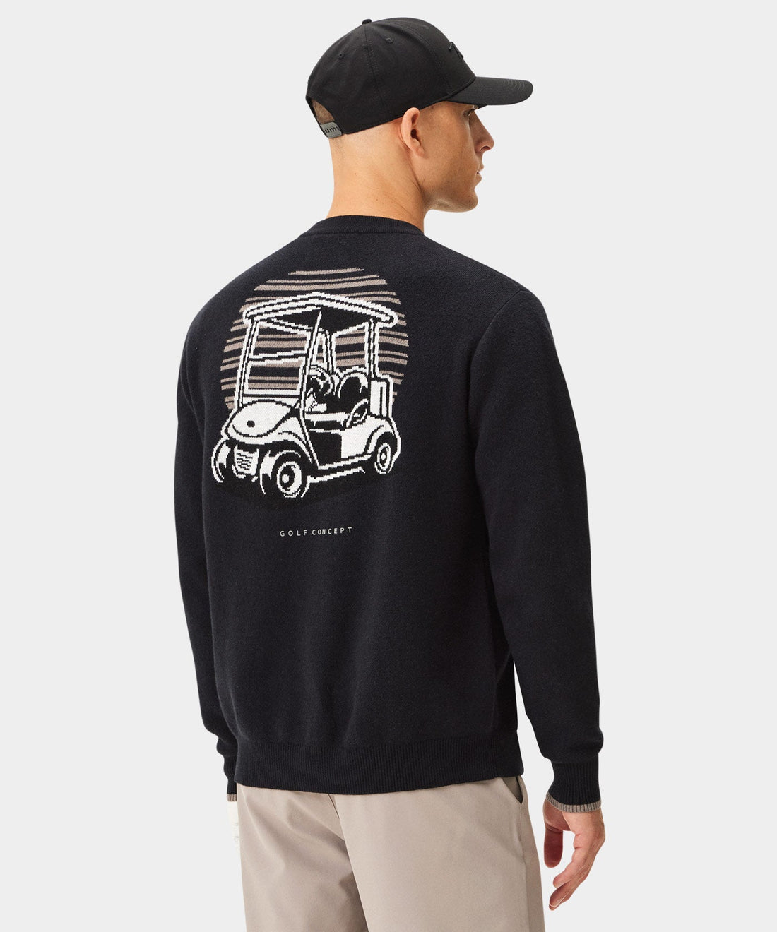Macade Black Cashmere Blend Intarsia Crewneck