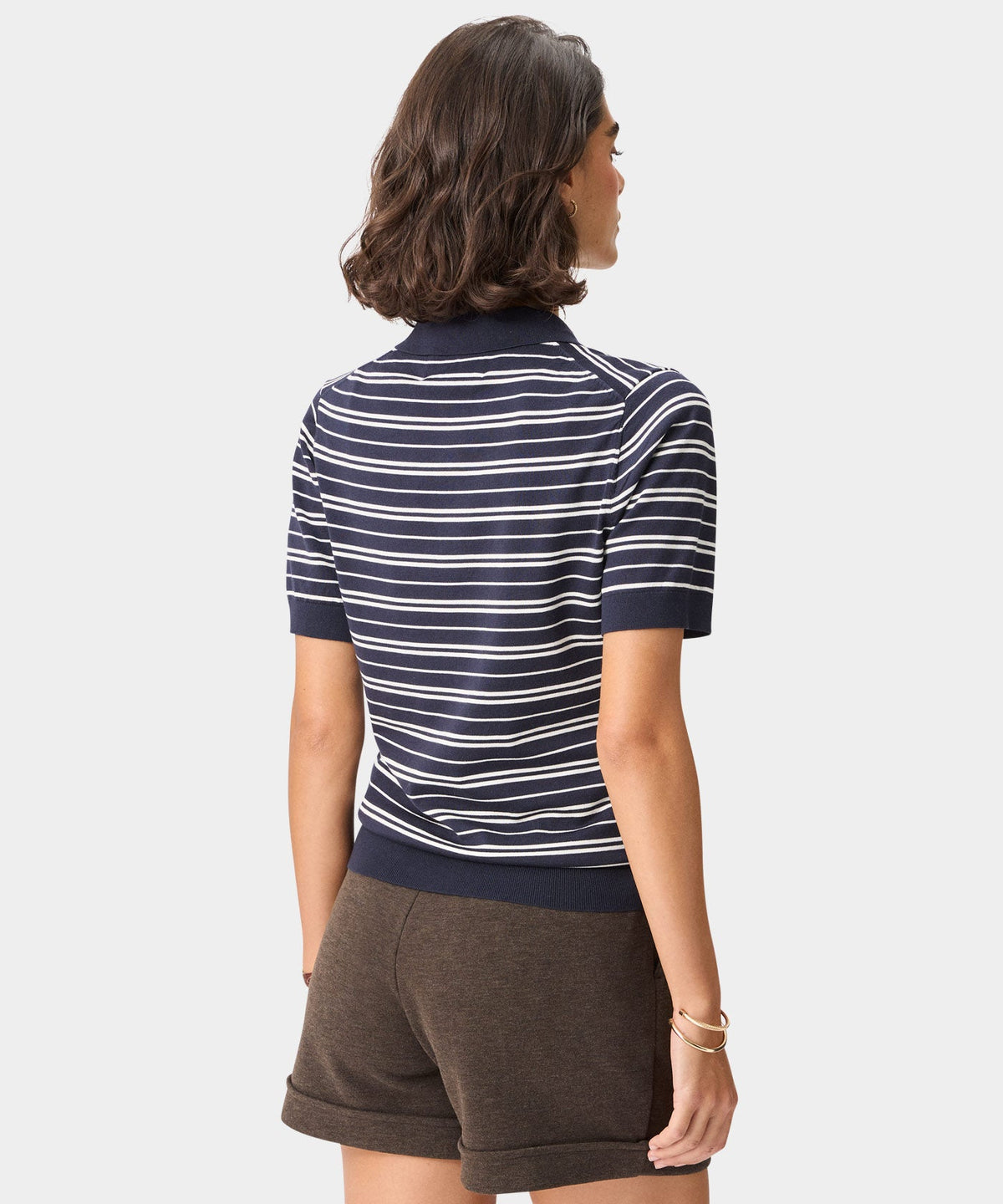 Macade Dömu Crossover Striped Knit Shirt