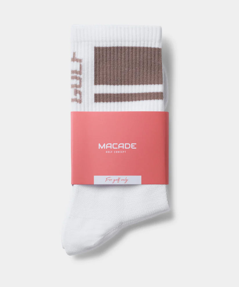 Sokkar Dömu Macade White&amp;Brown Golf Crew